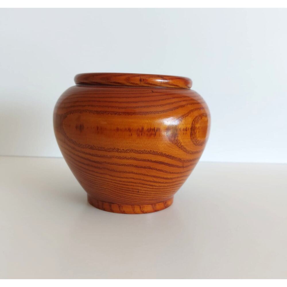 Vintage Teak Wood Vase Hand Turned Cottagecore Rustic - Picture 3 of 6